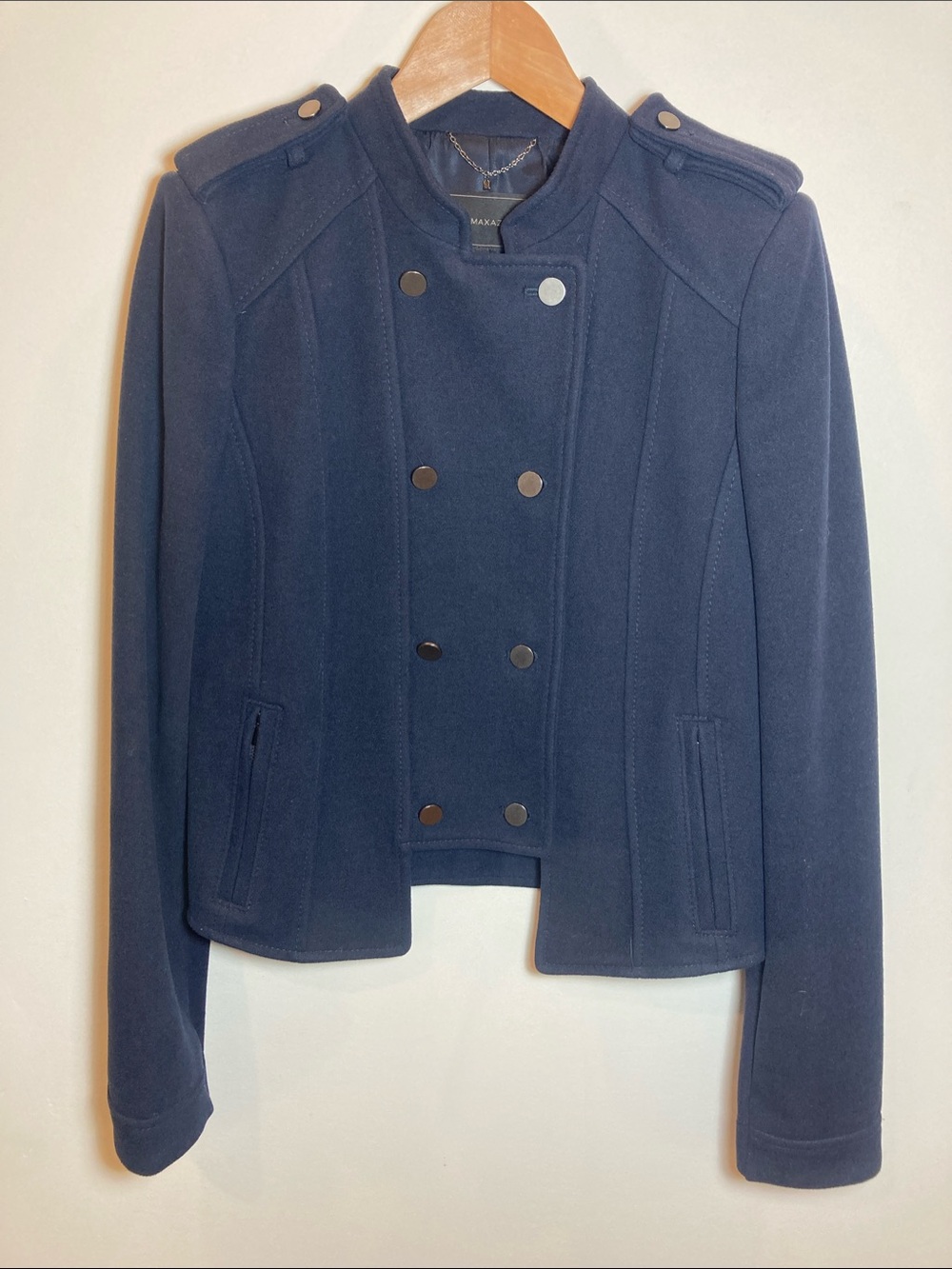 BCBGMaxAzria Dark Navy Double-Breasted Military-Inspired Royce Jacket
